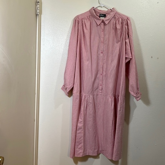Chez California by Tandy vintage pink and white striped maxi dress. Size 26 W. - Picture 1 of 11